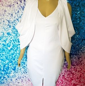 White Cascading  Bodycon Plus Size Dres